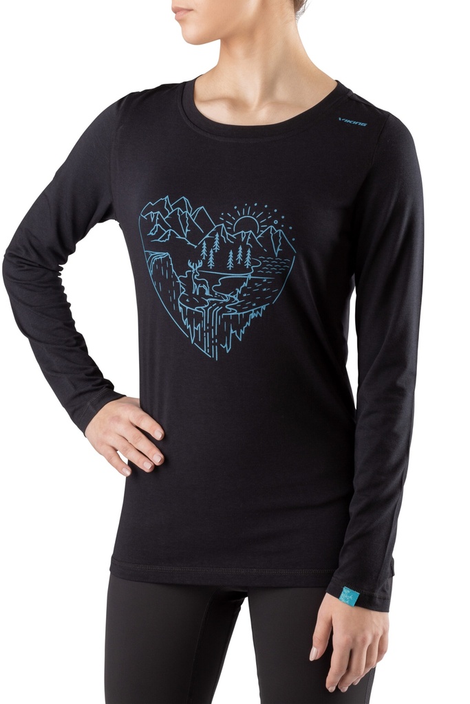 tričko viking LAKO Bamboo LS Lady black/ turquis